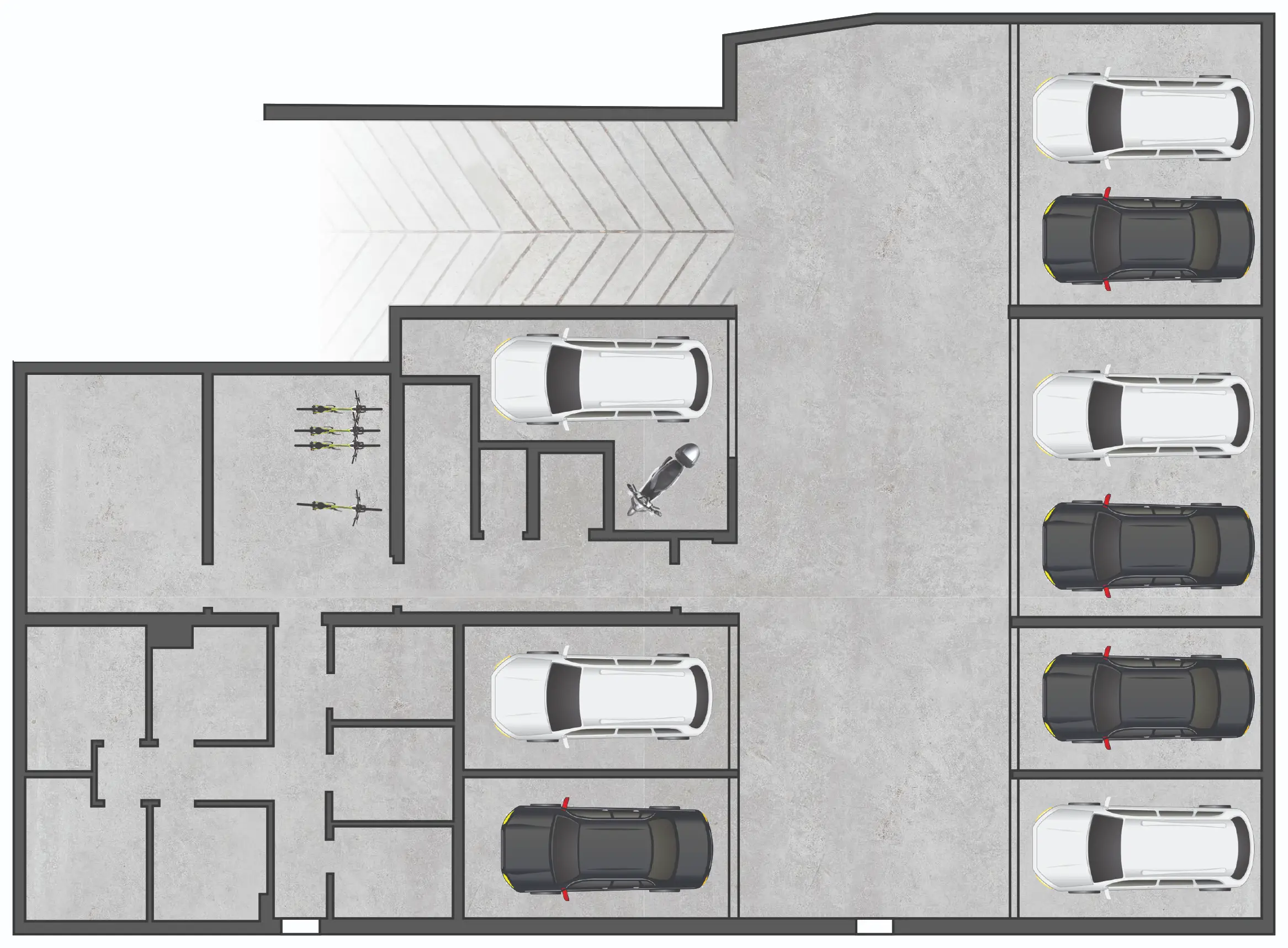 Planimetria del garage a disposizione comune